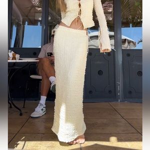 NESSA BUBBLE MAXI SKIRT — BUTTERCREAM